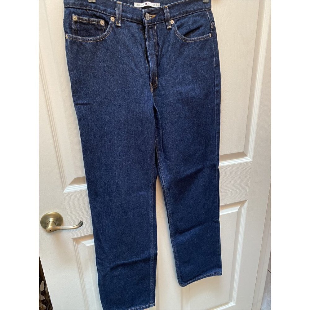 pTOMMY HILFIGER casual solid blue straight jeans 8
